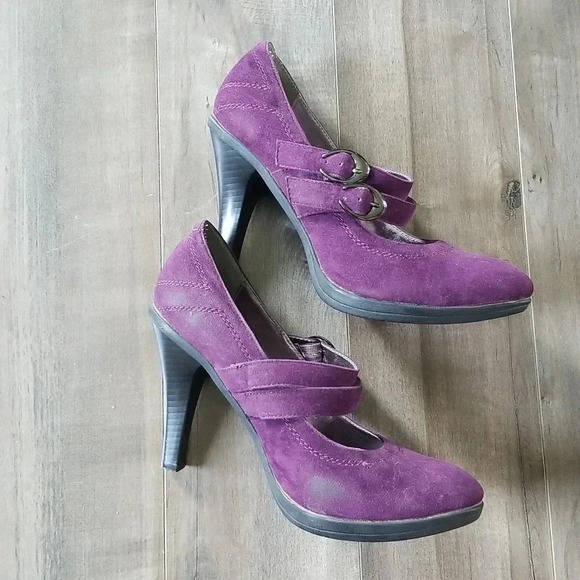 -8- Purple suede heels mary  Jane - Picture 4 of 5